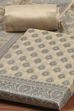 Beige Cotton Printed Embroidered Unstitched Suit Set image number 1