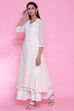 Off White Art Silk Cotton Chikankari Embroidered Kurta image number 3
