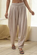 Beige Solid Straight Palazzos image number 4