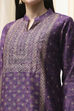Purple Chanderi Unstitched Suit Set image number 2