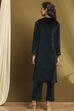 Navy Polyester Straight Suit Set image number 4