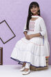 Off White Cotton Girls Tiered Kurta Churidar Suit Set image number 0