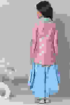 Pink Viscose Straight Kurta Dhoti Pant Suit Set image number 4