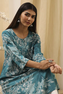 Teal Rayon Viscose  Kurta image number 1