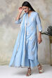 Light Blue Cotton Straight Kurta Palazzo Suit Set image number 5