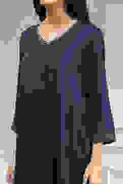 Blue Solid Gathered Suit Set image number 1