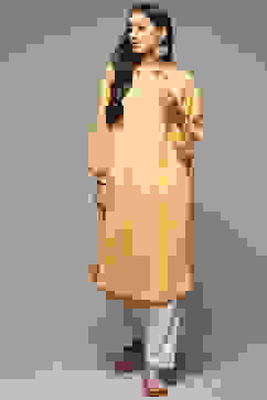 Yellow Rayon Straight Printed Kurta image number 0