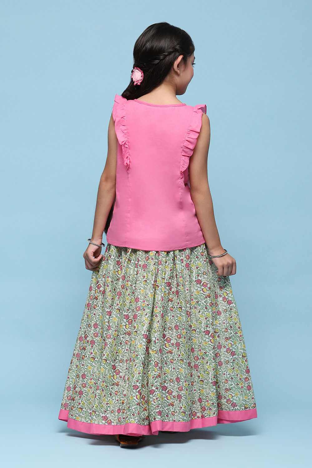 Multicolor Cotton Straight Printed Kurta Skirt Suit Set image number 4