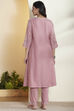 Old Rose Cotton Silk Embroidered A-Line Kurta Set image number 6