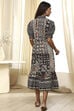 Black and Beige Cotton Printed Tiered Dress image number 3