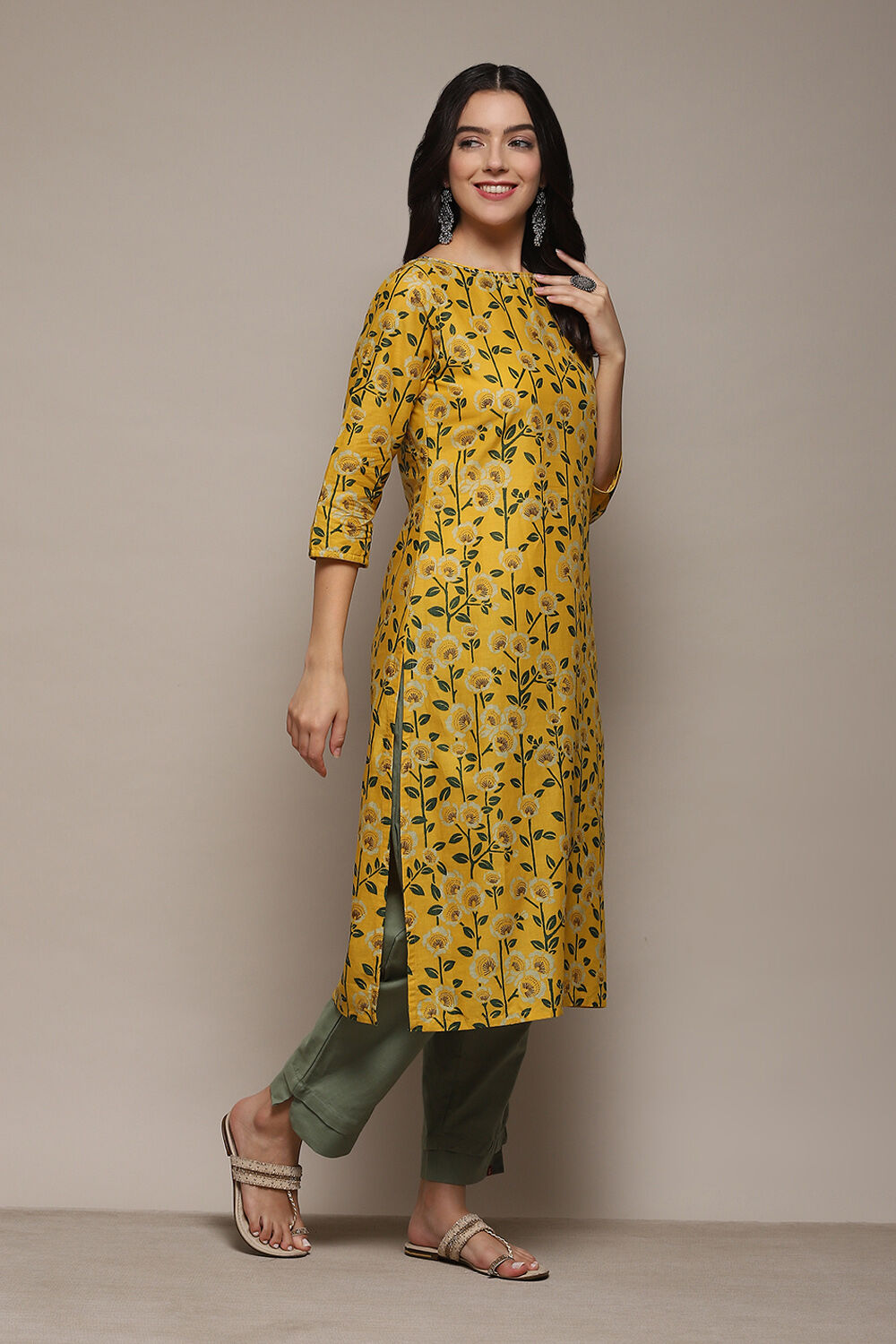 Fuchsia Cotton Straight Printed Kurta image number 2