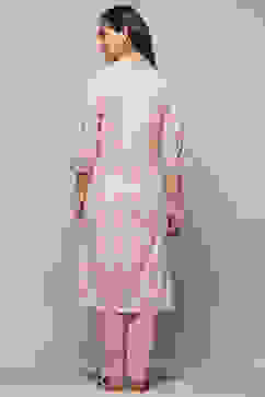 Pink Cotton Straight Kurta image number 3