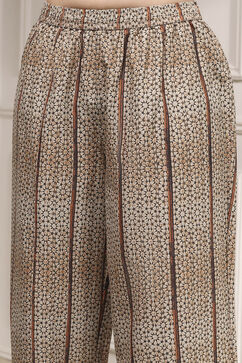 Brown Cotton Printed Straight Suit Set image number 2
