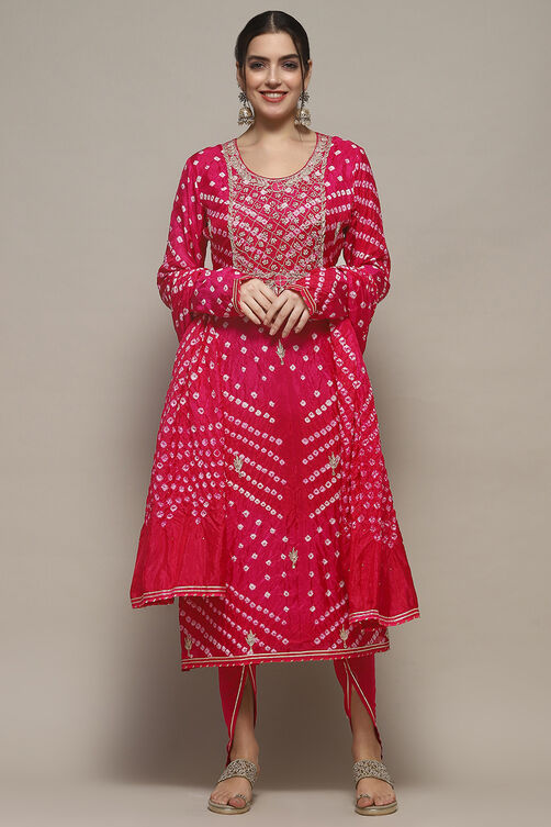 Orange Silk Blend Unstitched Suit set image number 8