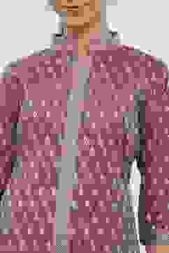 Purple Chanderi Blend Brocade Unstitched Suit Set image number 2