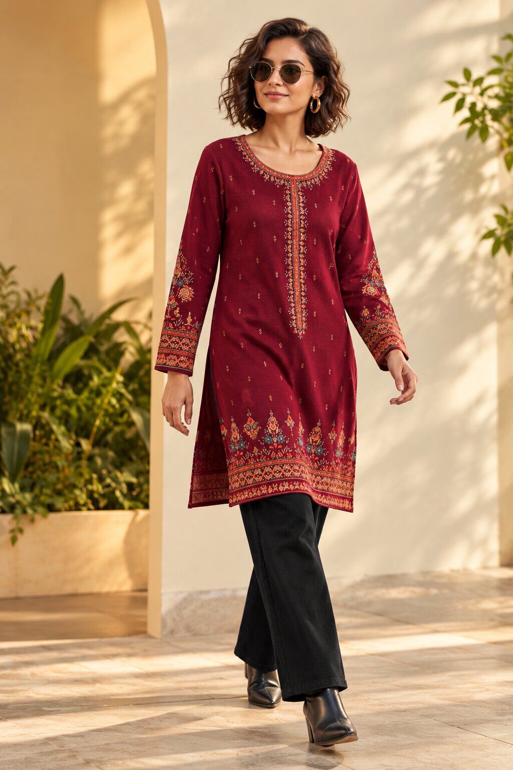 Black Multi-Motif Printed Straight Kurta image number 0