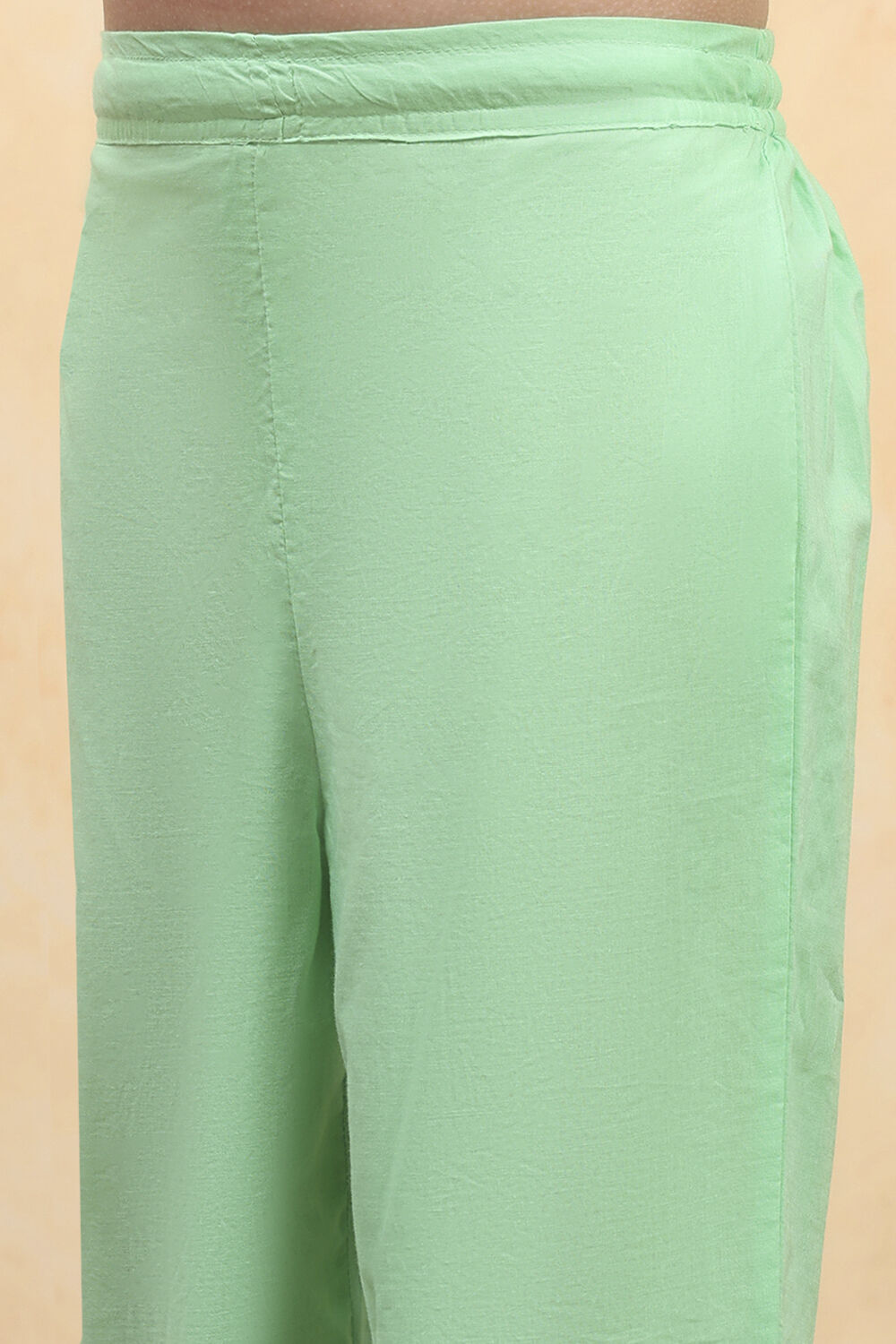 Green Cotton Straight Printed Kurta Pants Set image number 2