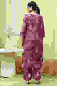 Purple Cotton Unstitched Suit Set image number 5