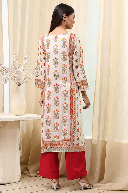 Green Printed Straight Kurta image number 3