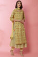 Light Yellow Double Layered Kurta Slim Pant Suit Set image number 6
