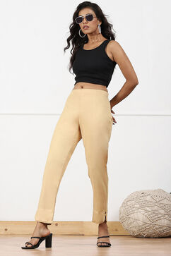 Beige Viscose Blend Pants image number 0