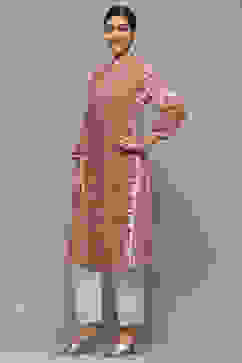 Blush Pink Viscose Straight Kurta image number 2