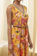 Yellow Cotton Floral Flared Jumpsuit image number 1