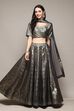 Navy Blue Polyester Straight Kurta Lehenga Set image number 7