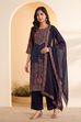 Blue Viscose Silk Printed Straight Kurta Set image number 7