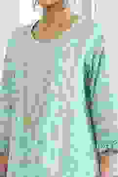 Sea Green Cotton Printed Straight Suit Set image number 1