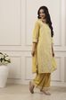Yellow Zari Cotton Tissue Straight Suit Set image number 5