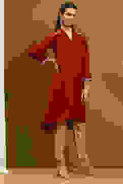 Rust Polyester Straight Kurta image number 4