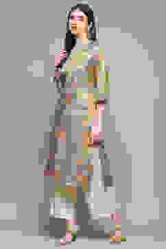 Turquoise Green Polyester Straight Kurta image number 2