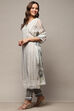 Grey Organza Unstitched Suit Set image number 5