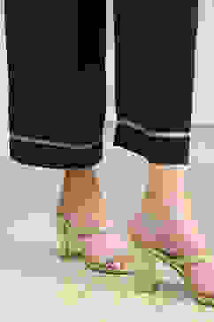 Black Embroidered Gathered Suit Set image number 6