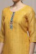 Yellow Chanderi Blend Printed Embroidered Unstitched Suit Set image number 2