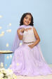 Lilac Viscose Rayon Embroidered Flared Lehenga Set