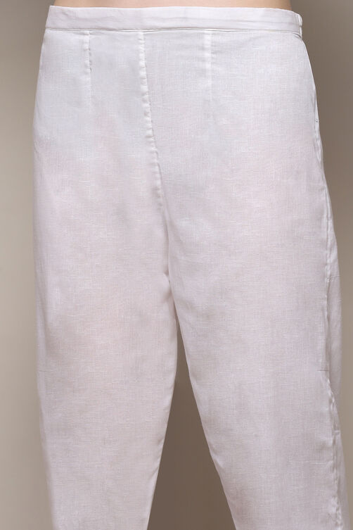 White Cotton Woven Unstitched Suit Set image number 2