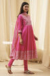 Blue Cotton Embroidered Anarkali Suit Set image number 5