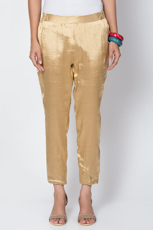 Gold Cotton Blend Yarndyed Pant image number 0