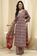 Green Cotton Floral Printed Unstitched Suit Set image number 1