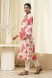 Red and Off-White Floral Printed Straight Kurta image number 2