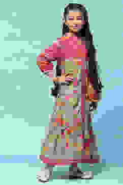 Green Cotton Tiered Dress Printed Dress image number 4