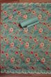 Teal Chanderi Unstitched Suit Set image number 3