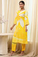 Turquoise Viscose Blend Straight Printed Fusion Set image number 3