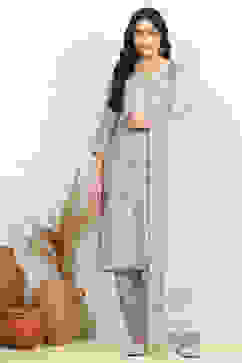 Teal Cotton Embroidered Unstitched Suit Set image number 7