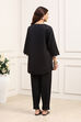 Black Cotton Floral Embroidered Straight Kurta Set image number 4