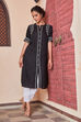 Black Printed Straight Kurta image number 4