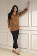 Mustard Red Polyester Straight Printed Short Kurta image number 0