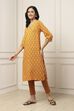 Yellow Viscose Rayon Printed Straight Kurta image number 2